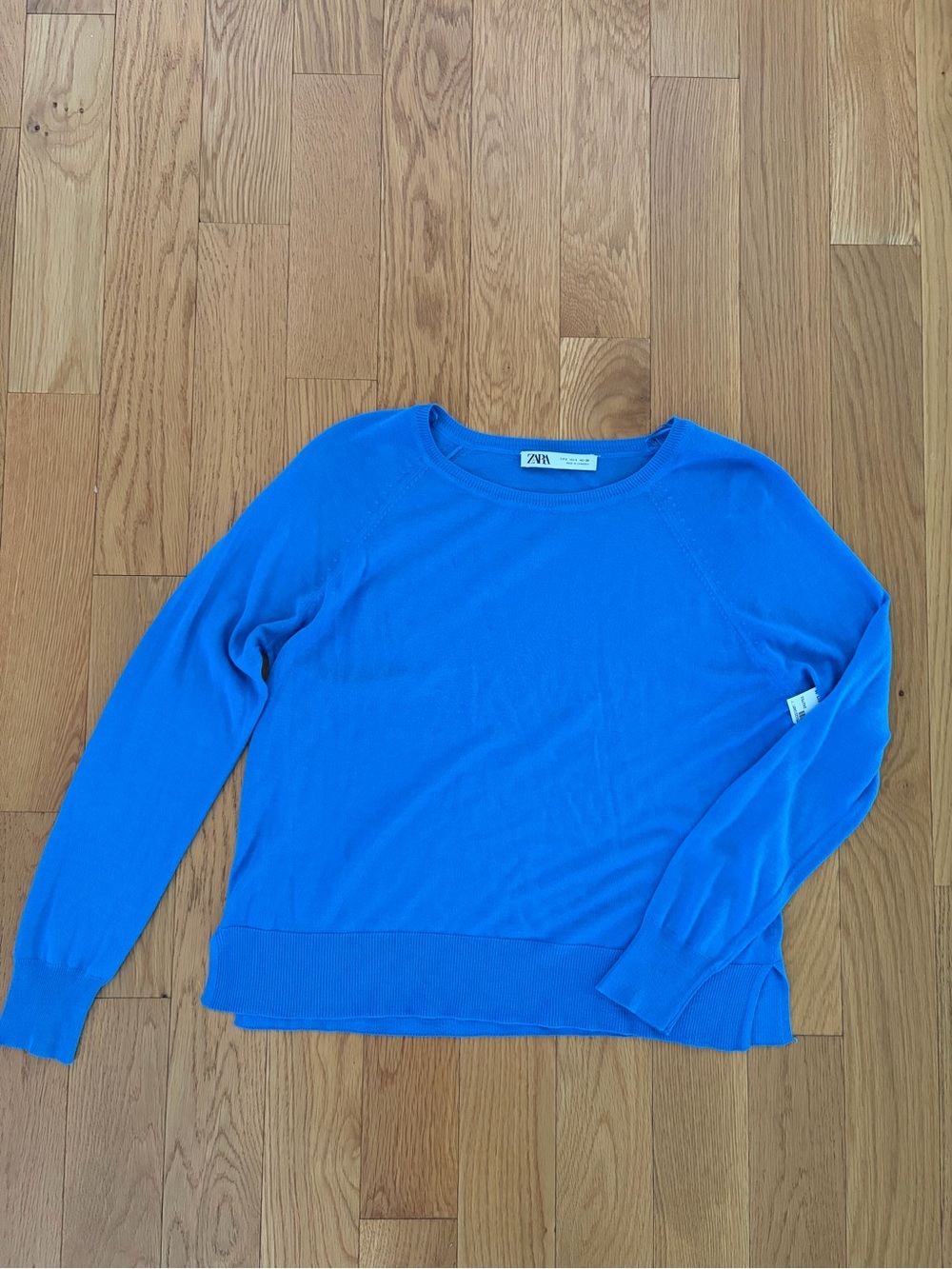 Zara Vibrant turquoise Blue Crewneck Sweater